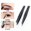 Pinza para cejas acero inoxidable herramientas de belleza negra plana antideslizante oblicua pinza para cejas pinza para cejas pinzas fabricantes venta al por mayor