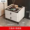 Mesita de Noche Inteligente Multifuncional, Almacenamiento de Lujo Ligero para Dormitorio, Carga Inalámbrica, Audio Bluetooth, Gabinete de Mesita de Noche, Madera Maciza