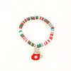 Joyería Transfronteriza Europea y Americana Navidad Pulsera de Cuentas de Arcilla Polimérica Suave Regalo Pulsera de Papá Noel Pulsera de Contraste de Color Festivo