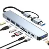 Estación de Acoplamiento HUB USB C Tipo C 8 en 2 con Adaptador de Jack de Audio de 3.5 mm para Lector de Tarjetas Micro SD Laptop Tablet Teléfono Convertidor de Disco