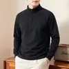 Sudadera de algodón para hombre con media cremallera y cuello alto, nuevo modelo otoño 2026, color liso, casual y cómoda, de manga larga, sudadera básica para hombre