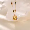 Amazon Collar de Acero de Titanio Estilo Cruz Colgante en Forma de Corazón para Mujer Circonita de Color Joyería Geométrica de Lujo Nicho Cadena para la Clavícula