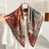 Pañuelo vintage azul con estampado paisley para mujer, pañuelo de seda de terciopelo para primavera y otoño, pañuelo cuadrado pequeño de 70 cm, pañuelo para el cuello, regalo para mamá