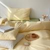 Sábanas de Algodón Lavado Ins Color Puro Juego de Cuatro Piezas Cubre Edredón de Algodón Puro Ropa de Cama Dormitorio Juego de Tres Piezas Sábanas Ajustables