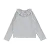 Camiseta de niña Wulibu Yi 2026 otoño nueva manga larga cuello con volantes camiseta básica ropa de moda trendy para niñas