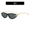 Gafas de Sol Retro Ojo de Gato con Marco Ovalado de Cuerda Gafas de Sol Ojo de Gato Marco de Cuerda Europeas y Americanas Ins Gafas de Sol con Varillas de Cuerda de Metal