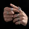 Anillo Retro Hip-Hop para Hombre, Conjunto de Anillos Combinados de Rana, Serpiente, Calavera, Punk Cool, Gótico, Araña para Hombres