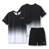 Comércio Exterior Transfronteiriço Conjunto Esportivo Degradê Feminino Verão Fitness Camiseta Manga Curta Roupas de Secagem Rápida Corrida Solta Casual