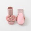 Zapatos y Calcetines para Bebé, Zapatos de Piso para Recién Nacido, Zapatos para Antes de Caminar, Zapatos para Niños Pequeños, Zapatos de Caña Media para Bebé con Suela Suave Antideslizante y Lazo