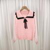 Blusa Gola Boneca para Mulheres, Nova Tendência Estilo Coreano Primavera e Outono 2026, Suéter de Malha Estilo Solto e Suave, Camisa Básica Elegante de Manga Longa