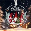 Colgantes redondos y en forma de corazón de cristal navideño, colgantes transparentes estampados, decoración esencial para el árbol de Navidad, regalos