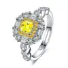 Anillo de diamantes amarillos chapado en platino de 18 quilates FIY borde de cuentas de color grueso anillo de diamantes amarillos diseño recomendado por el comerciante anillo de diamantes de color
