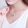 Collar con Colgante de Jade Verde con Forma de Flor Artística, Cadena para Clavícula, Colgante de Flor Giratorio, Jade, Diversas Joyas Elegantes