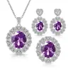 Brincos Pingente Anel Brinco Colar Estilo Europeu Oval Ovo de Pomba Diamante de Alto Carbono Pedra Sintética Conjunto de Joias Femininas