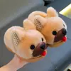 Pantuflas de algodón para niños de invierno, cálidas y forradas de felpa, unisex, con suela suave y acolchada, con un lindo diseño de cachorro, adecuadas para que las usen padres e hijos en casa, y con diseño de talón cerrado para bebés