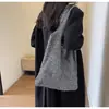 Bolso de Punto Dorado con Lentejuelas de Seda del Mismo Blogger Coreano para Mujer 2025 Nuevo Estilo Perezoso Bolso de Hombro Grande