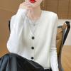 Chegada Nova da Primavera Colete sem Mangas Empilhado Feminino Solto Versátil Suéter Cardigan Casual de Malha