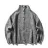 Suéter cárdigan retro casual de estilo japonés Rumeng con cuello alto para hombre, tejido de punto moderno de otoño, corte holgado, estilo deportivo para el día a día