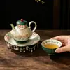 Taza de Té de Cerámica con Loto Pintado a Mano con Pintura a Tinta de Loto de Verano y Pétalos de Crisantemo, Taza Individual para Uso en Casa Juego de Té Kung Fu