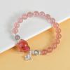 Pulsera de Cristal Natural de Fresa, Cabeza Grande de Zorro, Perla, Piedra Lunar, Nueva Moda China para Mujer, Pulsera Original