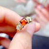 Venta al por mayor directa de fábrica joyería caibao plata 925 incrustada granate Fanta natural anillo piedra principal 5*5mm damas