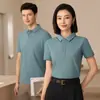 Camisa Polo de Trabalho do Hall de Negócios da China Unicom Personalizada Pique de Lyocell Mercerizado Dupla Face Camiseta com Gola