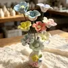 Flores de Cerâmica Jingdezhen Alta Temperatura Feitas à Mão Flores de Simulação Flores Preservadas Ornamentos Decorativos Vasos Buquês Presentes de Dia das Mães