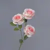 Rosa Búlgara Tres Cabezas Seda Artificial Flor Falsa Decoración Cascada de Rosas Pared Boda Flor Artificial Salón de Bodas