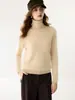 Nueva camiseta base de punto de cachemira para otoño e invierno, suéter de color liso a la moda, simple, suave, cómodo, con cuello alto apilado para mujer