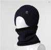Gorro de punto grueso con forro polar para hombre, para otoño e invierno, para deportes al aire libre, cálido, de lana, con letras coreanas NC