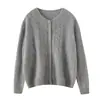 Suéter de punto trenzado de cuello redondo de cachemira pura, nueva camisa básica de invierno 2026 para mujer, estilo suave, corte holgado, adelgazante, elegante abrigo