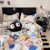 Nanjiren Fofo Lápis de Cor Pequeno Novo Algodão Lavado Capa de Edredom Cama de Solteiro Conjunto de Três Peças Roupa de Cama Casal Conjunto de Quatro Peças