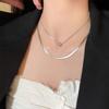 Estilo Minimalista ~ Collar Apilado de Doble Capa de Acero de Titanio para Mujer Otoño e Invierno ins Hip-Hop Cadena de Cuello Picante Cadena Sencilla Elegante para la Clavícula