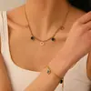 Collar Pulsera Joyería Moda Acero Inoxidable Hueco Transfronterizo Acero de Titanio Flor de Cinco Hojas 18k Traje Redondo Hueco