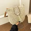 Bolsa de Playa para Vacaciones en la Costa Estilo Nuevo 2026, Bolso Pequeño Elegante de Paja Tejida, Bolso Cruzado de Hombro para Mujer