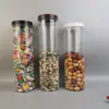 65 Tarros de Plástico Transparente, Tarros Cilíndricos Sellados, Tarros para Lápices y Lápices de Colores, Tarros de Almacenamiento para Cocina, Botellas de Plástico