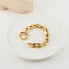 Pulsera de acero de titanio chapado en oro de 18 quilates, nuevo diseño transfronterizo, cadena gruesa grande, pulsera de personalidad, moda INS, B242443