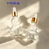 Botella Transparente de Doble Calabaza 10ml-50ml Rodillo Gotero para Aceite Esencial Botella Dispensadora de Aceite Medicinal Botella de Vidrio Cosmético con Rodillo