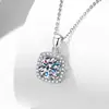 Plata de Ley S925 Cuadrado Princesa Bolso Temperamento Simple Collar Colgante Moissanita de 1 quilate Color D Cadena Clavícula Outlet de Fábrica
