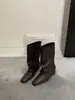 Nuevas Botas Cuadradas Plisadas Retro de Rodilla para Mujer Otoño/Invierno 2026, Botas de Pierna Ancha con Tacón Oculto, Botas de Media Pantorrilla, Botas Planas de Jinete