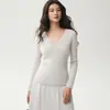 Suéter de cachemir liso para otoño e invierno para mujer, con cuello en V cruzado, corte ajustado, estilo jersey, tejido fino, mangas largas y un diseño moderno