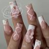 Peças de Unha Quentes Transfronteiriças Estilo Europeu e Americano Manicure Francesa Patch Pó Cor de Contraste Preto Explosões de Comércio Exterior Unhas Postiças Produtos Acabados