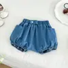 Calça Bud Estilo Coreano para Meninas Shorts Jeans de Verão Calça Pp Grande para Bebê Shorts de Bebê Calça Fofa de Pão