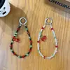 Cadena Creativa de Cerezas con Perlas para Teléfono Móvil Llavero Colgante Lindo para Bolso Llavero de Coche Colgante Pequeño para Teléfono Móvil
