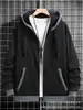 Sudadera con capucha y manga larga para hombre, bordado con logo, de venta caliente transfronteriza, con cordón y cremallera, en colores lisos, adecuada para uso casual y deportivo