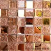 Mosaico de vidro mosaico espelhado de nove quadrados de 100 mm com bordas polidas para decoração de parede, adesivos de azulejo autoadesivos