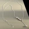 Collar de clavícula sencillo de cadena de lana de alta gama con cuentas redondas extraíbles y diseño personalizado de Niche Corea del Sur para mujer