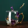 Taza de agua de color esmalte para el hogar sala de estar taza de café creativa de lujo ligero moda femenina vaso taza de leche para el desayuno traje