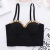 Estilo Europeo y Americano Diseño de Cadena Dorada Camisola de Nicho para Mujer Top Corto de Moda Tubo con Ballenas Ropa Exterior Top Único