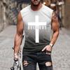 Europa y Estados Unidos verano transfronterizo nuevo comercio exterior para hombre Amazon chaleco explosivo impresión degradada 3D cuello redondo chaleco para hombre
